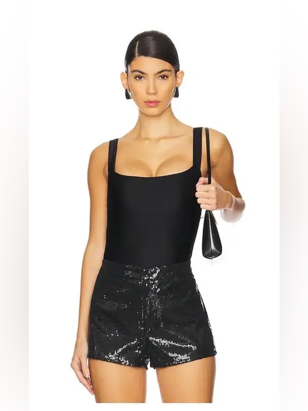 Good American Compression Black Shine Bodysuit